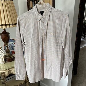 J. Crew Men's Casual Button Down Shirt - White and Orange